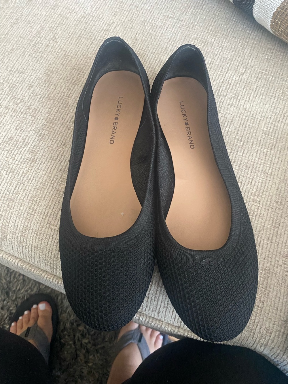 Lucky Brand Black Knit Slip-On Ballet Flats